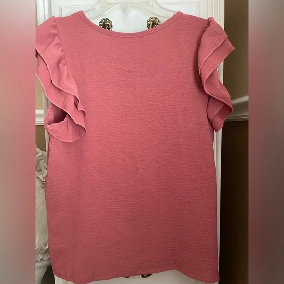 SHEIN Rose Pink Ruffle Sleeve Blouse - Picture 4 of 4